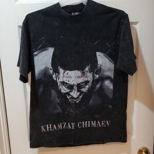 Khamzat Chimaev Black Graphic Thick Tee.         Size Med